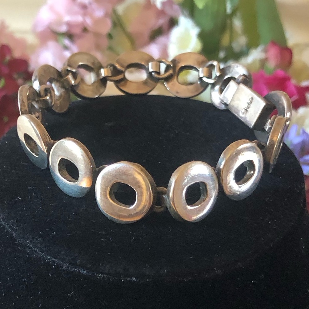 Rare Vintage Silpada Sterling Silver Linked Circles Bracelet B0361